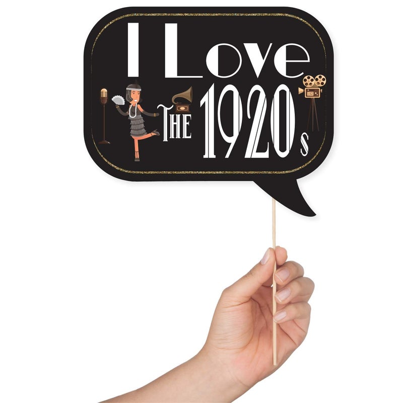 Outside The Booth Roaring 20s Photo Booth Props - 41-pc Photo Booth Kit with 8 x 10-Inch Sign, 60 Adhesive Pads, 45 Sticks - Roaring 20s Party Decorations - Great Gatsby Decorations - Image 3